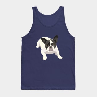 Black and White French Bulldog - Vector Art Portrait Tank Top